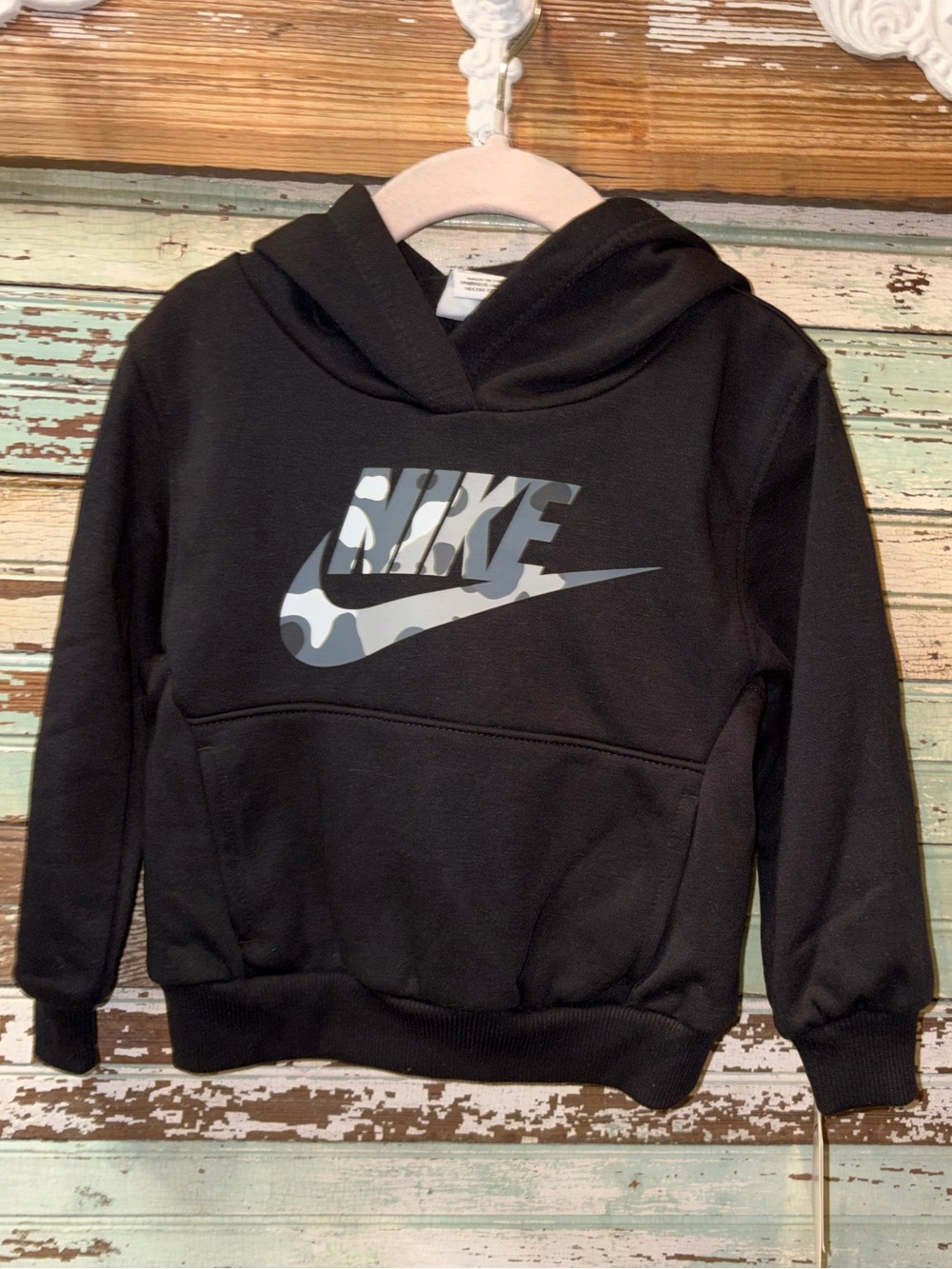 Nike Black Hoodie with Gray Camo Swoosh